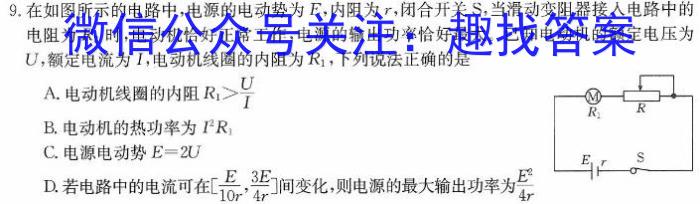 河南省2023-2024学年度九年级综合素养评估（五）物理试卷答案