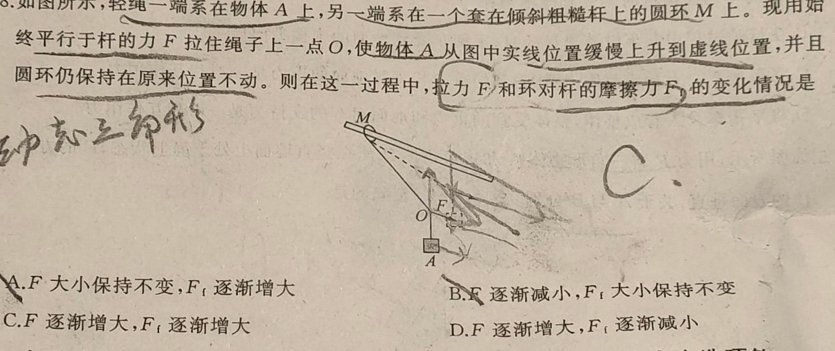 [今日更新]青桐鸣 2024届普通高等学校招生全国统一考试 青桐鸣大联考(高三)(1月).物理试卷答案