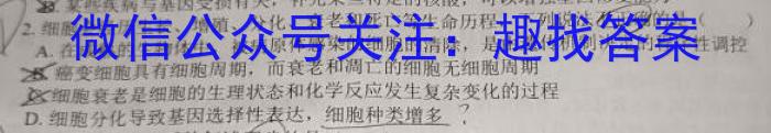 2023-2024学年安徽省九年级上学期阶段性练习（四）生物学试题答案