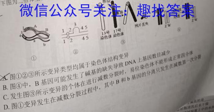 东莞市2023-2024学年度第二学期教学质量检查（高一年级）生物学试题答案