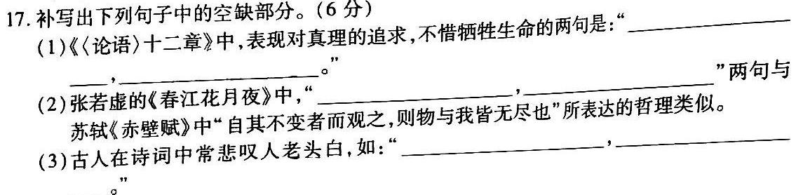 [今日更新]2024年陇南市中考模拟联考卷（一）语文试卷答案