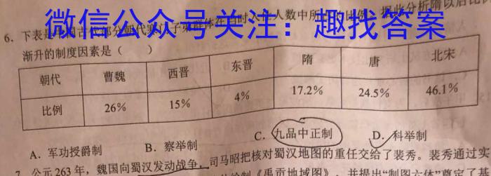 三重教育2023-2024学年高三年级2月联考(全国卷)历史试卷答案