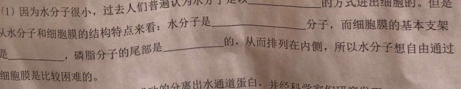 湖北省2024年春"荆、荆、襄、宜四地七校考试联盟"高二期中联考生物学部分