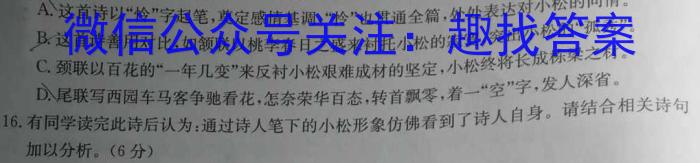 山东省2023-2024学年度高二第二学期第一阶段检测语文