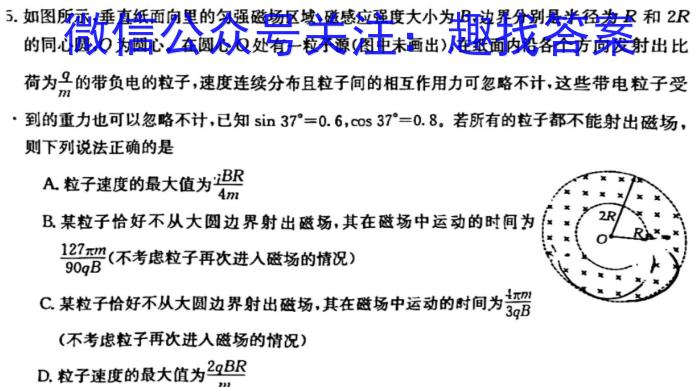 2023-2024衡水金卷先享题月考卷上学期高二五调考试物理试卷答案