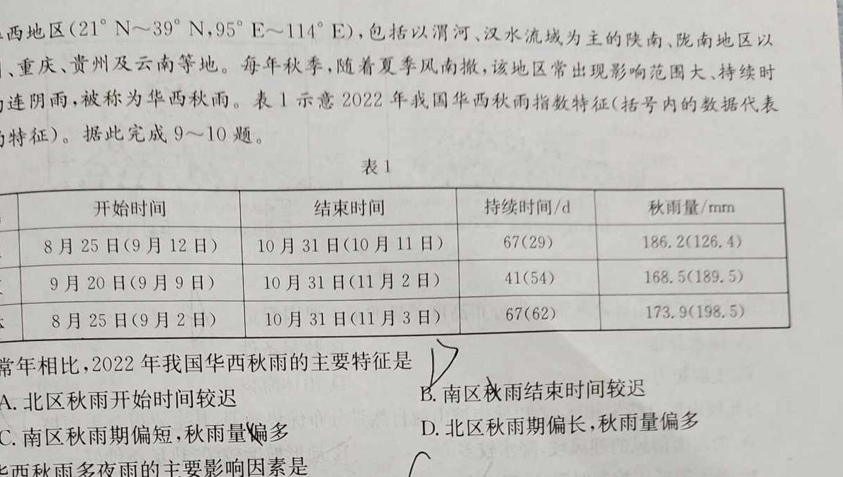 山西省2023-2024学年度八年级第二学期阶段性练习(二)2地理试卷l