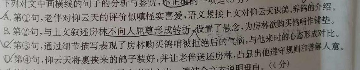 山东省2024年普通高等学校招生全国统一考试(模拟)(2024.5)(语文)