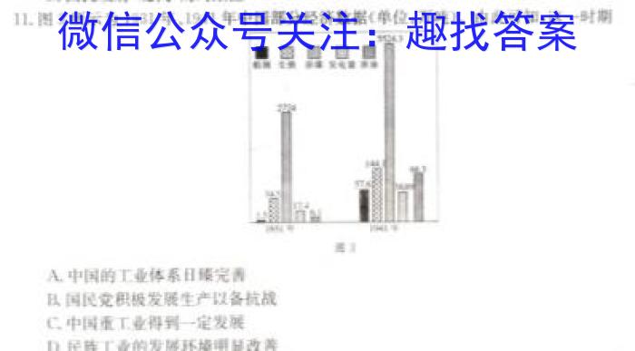 百师联盟·陕西省2023-2024学年度高二年级阶段测试卷（二）历史试卷答案