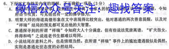 陕西省2024年九年级仿真模拟示范卷 SX(六)6语文