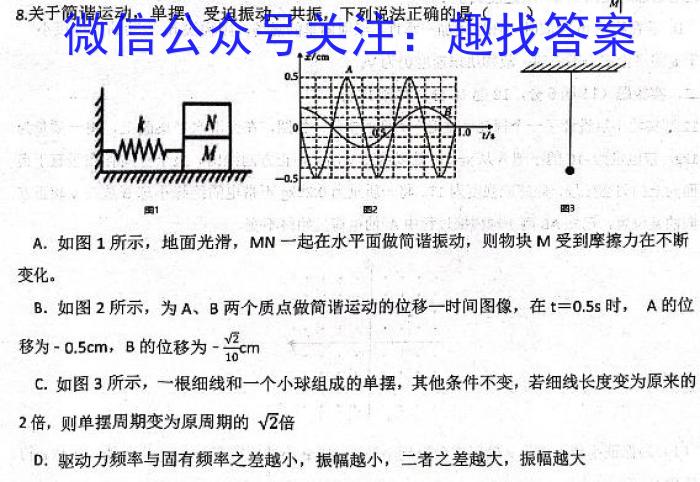 炎德英才大联考2024年春季高一入学暨寒假作业检测联考物理`