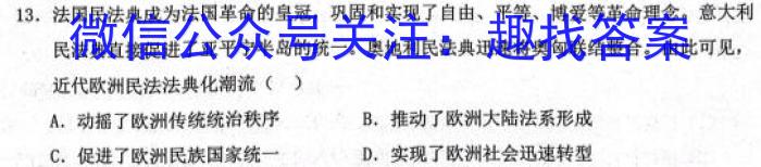 百师联盟 2024届高三冲刺卷(四)4 湖北卷历史试卷答案