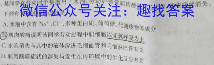 2024年陕西省九年级初中学业水平考试信息卷(C)生物学试题答案