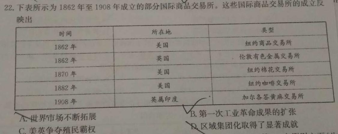 [今日更新]陕西省汉中市2023~2024学年度高二第一学期期末校际联考历史试卷答案