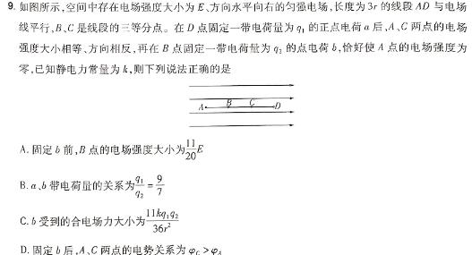 广东省2024-2025学年深圳市深圳中学新初一分班考试(物理)试卷答案