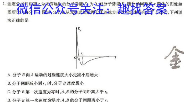 2024年普通高等学校招生全国统一考试仿真模拟卷(T8联盟)(三)3h物理