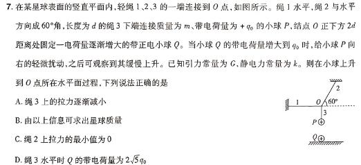 [今日更新]2024届高三年级1月大联考（全国乙卷）.物理试卷答案