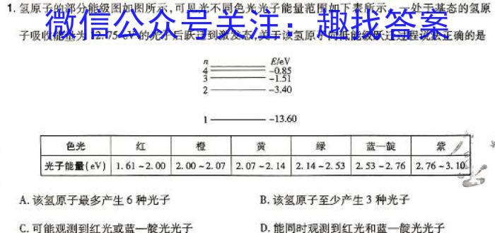 江西省2024年初中学业水平考试适应性试卷试题卷(四)4物理试题答案
