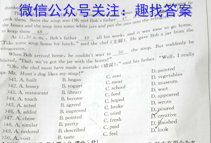 安徽省2023-2024学年度九年级阶段诊断(PGZX F-AH)(五)英语试卷答案