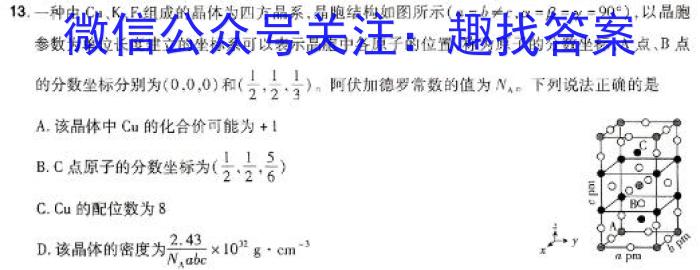 2024年河北省初中毕业生升学文化课考试 模拟(八)化学