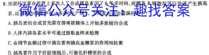 四川省2024年秋季绵阳南山中学 高二9月月考生物学试题答案