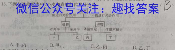 重庆市部分区2023-2024学年度第二学期期末联考（高二）生物学试题答案