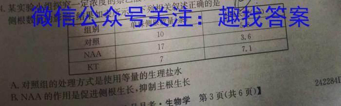 2025高考名校导航金卷(三)3生物学试题答案