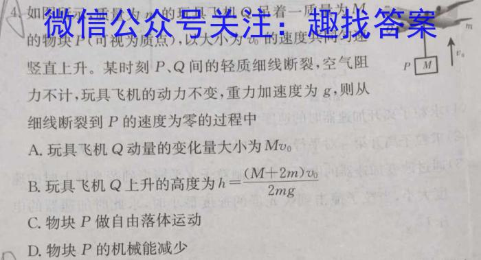 湖南省2024届高三一起考大联考(模拟三)物理`