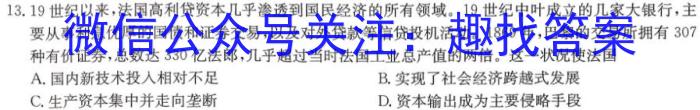 安徽省2023-2024学年上学期九年级教学评价四历史试卷答案