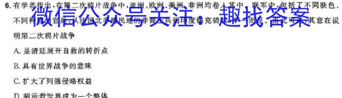 江西省2024届九年级第五次月考（长）历史试卷答案