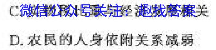 天一大联考 2023-2024学年(上)高一年级期末考试历史试卷答案