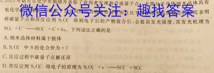 q文博志鸿河南省2023-2024学年第一学期九年级期末教学质量检测（B）化学