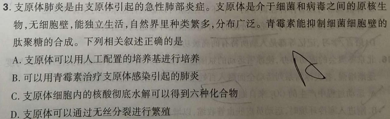 2024届湖南省普通高中学业水平合格性考试测试模拟卷(二)2数学.考卷答案