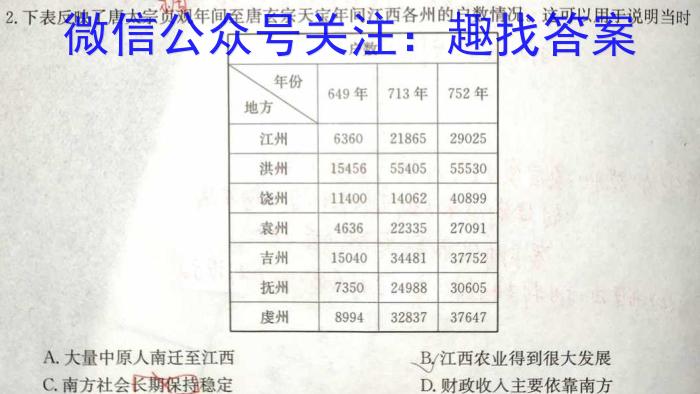 江西省景德镇市2023-2024学年度上学期高二期末考试历史试卷答案