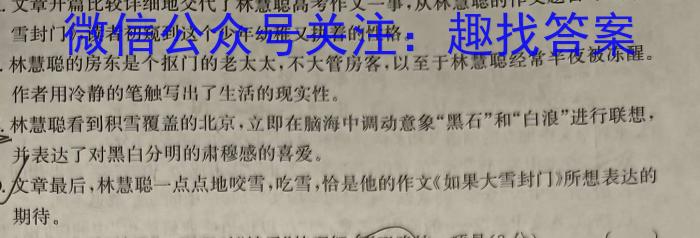 河南省2023-2024学年九年级质量监测试卷语文