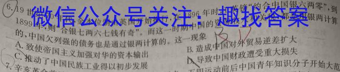 安徽省2023-2024期末九年级质量检测卷(2024.1)历史试卷答案