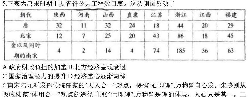 安徽省2023-2024学年度八年级下学期阶段第五次月考历史