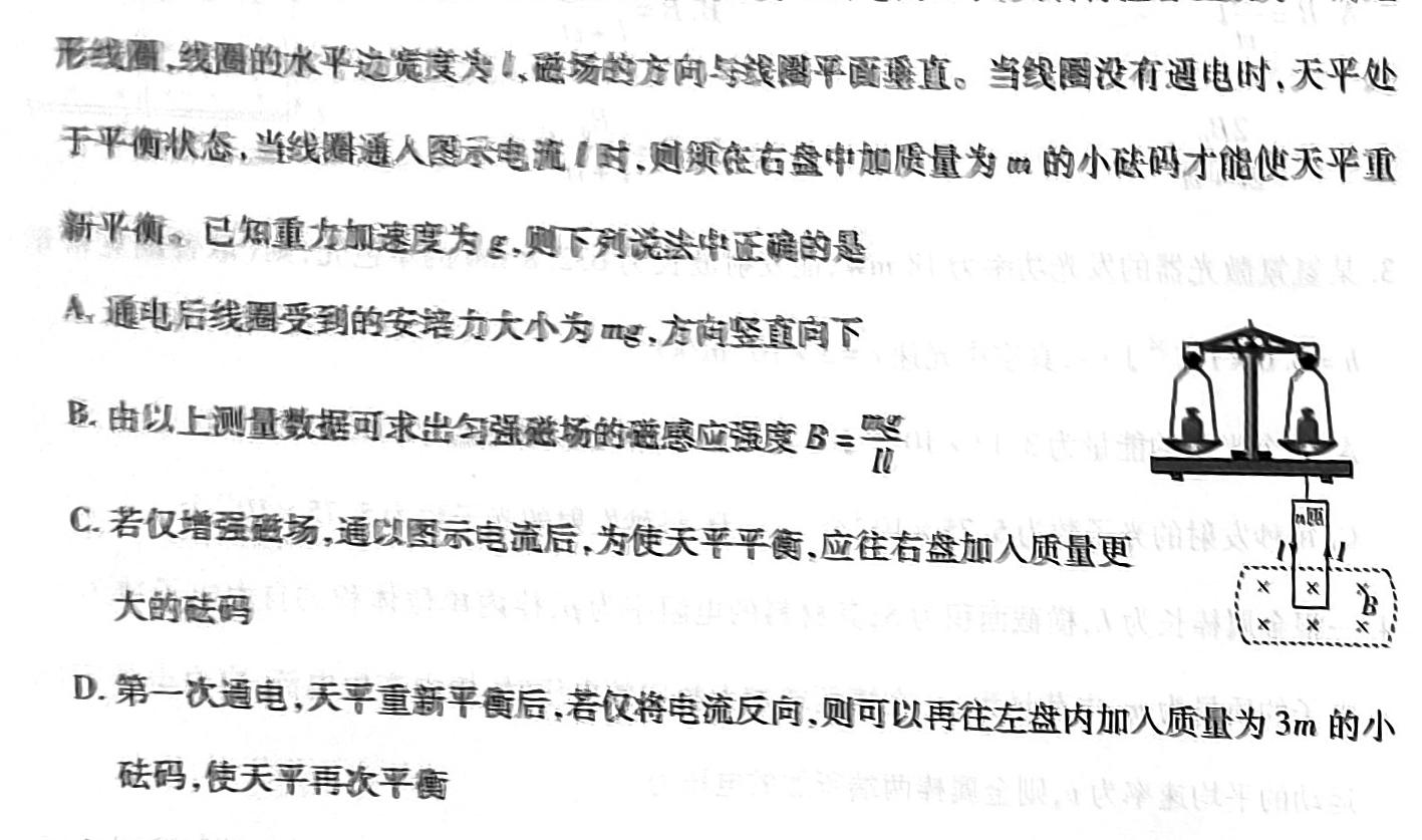 炎德英才大联考 长郡中学2024年高二暑假作业检测试卷(物理)试卷答案