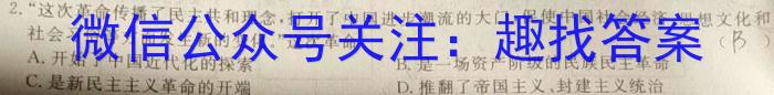 安徽省2024届九年级结课评估[5LR]历史试卷答案