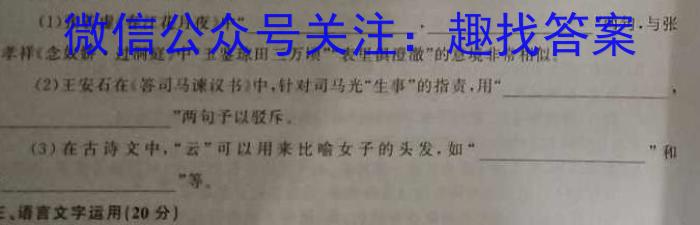 天一大联考 2024年江西省八校协作体高一年级第二次联考语文