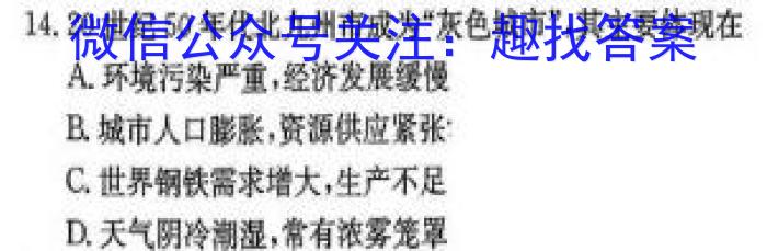 名校计划 2024年河北省中考适应性模拟检测(导向二)地理试卷答案