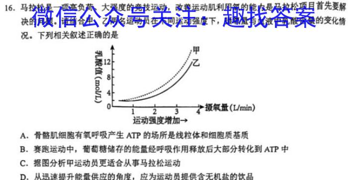 2023-2024学年陕西省高一模拟测试卷(△)生物学试题答案