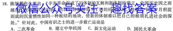 2023-2024学年安徽省七年级下学期学习评价历史试卷答案