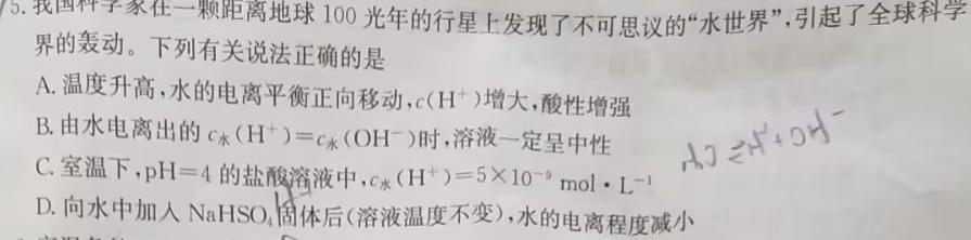 6山西省忻州二中2023-2024学年高三第二学期期中考试化学