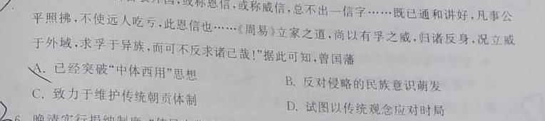 安徽省桐城市2023-2024学年度第二学期八年级期末质量检测试题（CZ219b）历史