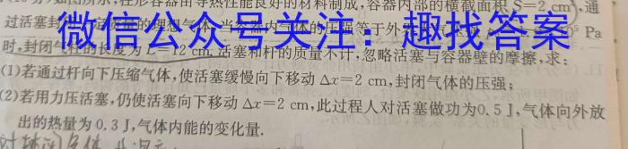 2024年安徽省中考信息押题卷（二）物理试题答案