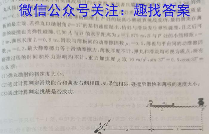 湘豫名校联考 2024届春季学期高三考前保温卷物理试题答案