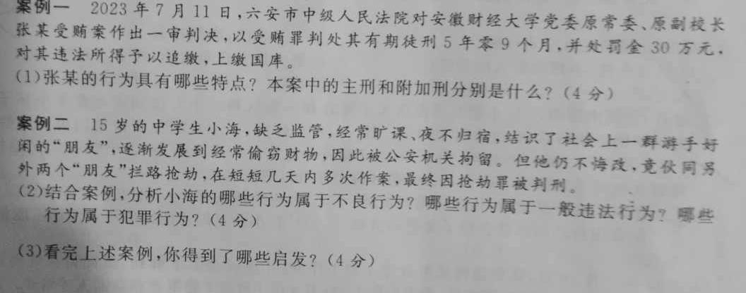 【精品】2024年陕西省初中学业水平考试仿真卷(5月)思想政治