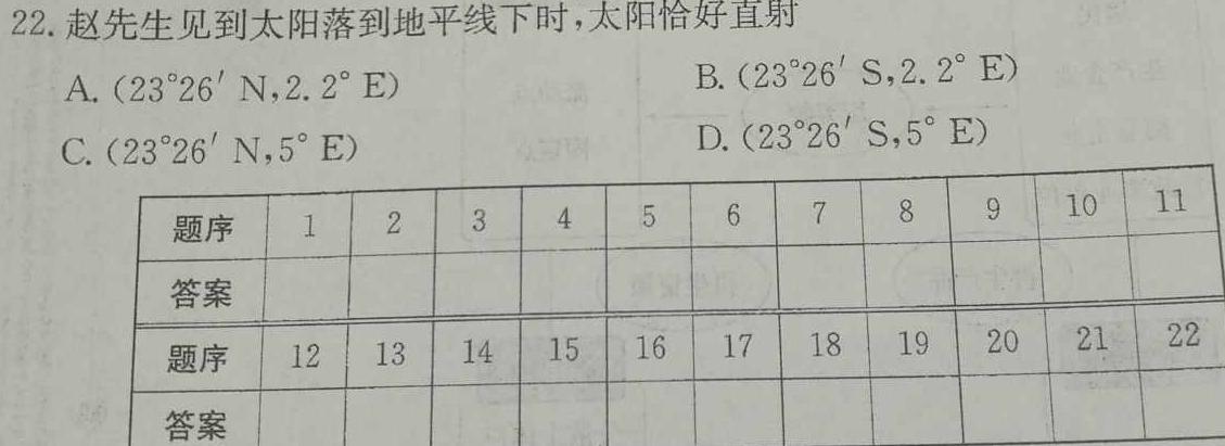 2024年陕西省初中学业水平考试(空心五角星)地理试卷答案。