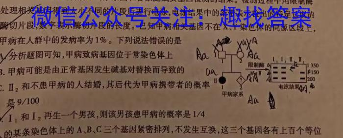 广西省2024年秋季学期高一入学检测卷生物学试题答案