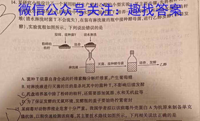 江淮十校2024届高三年级下学期3月联考生物学试题答案